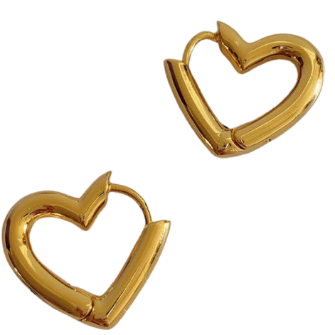 Heart on U Boucles D'oreilles Plaqué or 18 carats