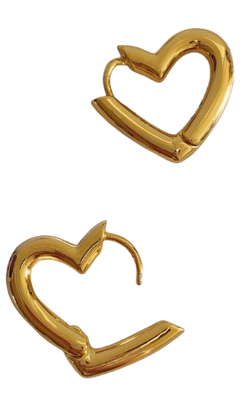 Heart on U Boucles D'oreilles Plaqué or 18 carats