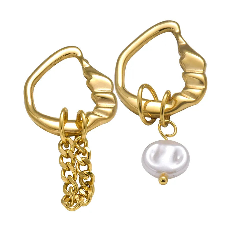 Boucles d'oreilles Pearl asymétriques plaqué or 18 carats