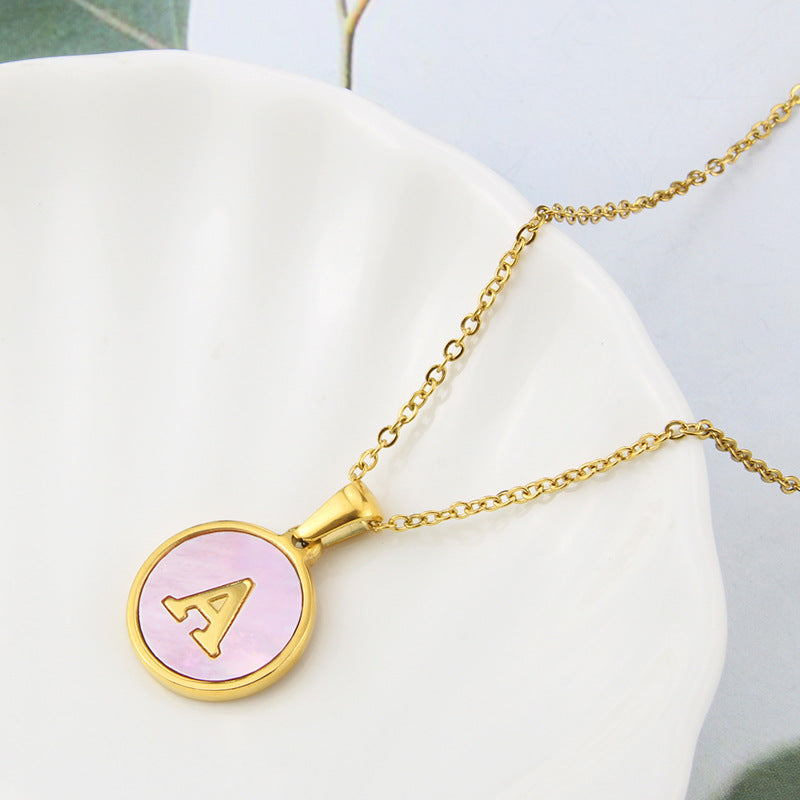 Collier Pink Shell Aria à Initiales | 26 Lettres