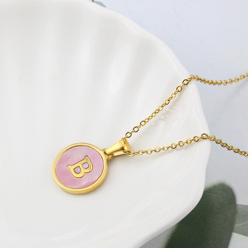 Collier Pink Shell Aria à Initiales | 26 Lettres