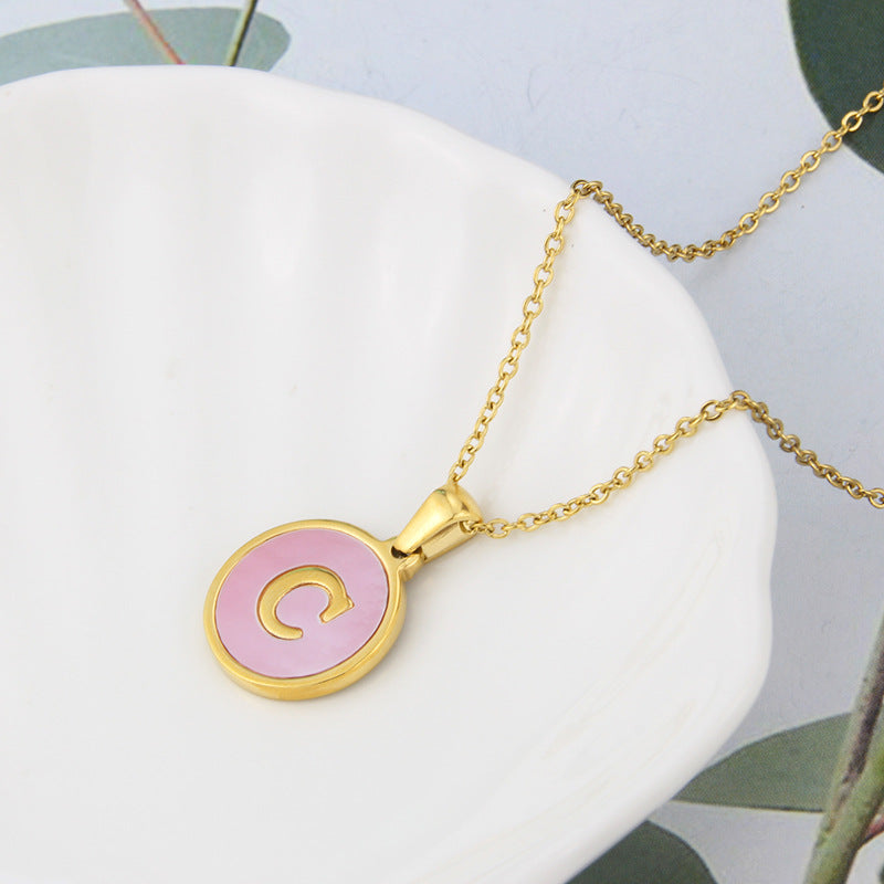 Collier Pink Shell Aria à Initiales | 26 Lettres