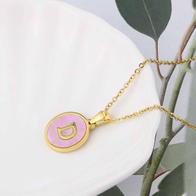 Collier Pink Shell Aria à Initiales | 26 Lettres