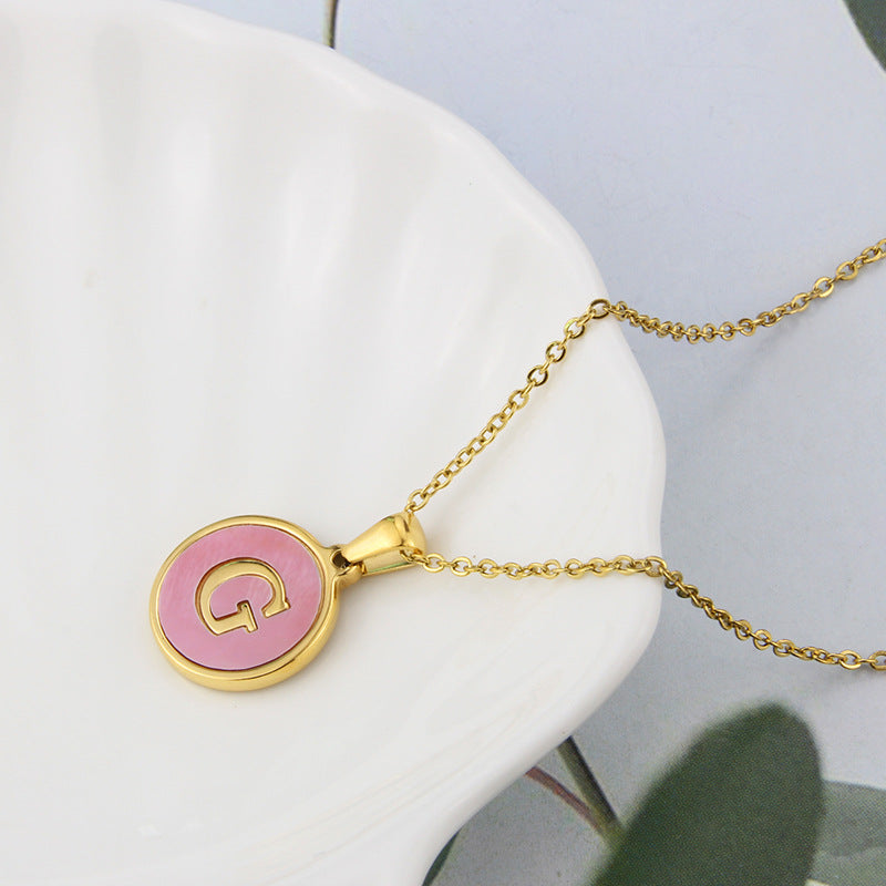 Collier Pink Shell Aria à Initiales | 26 Lettres