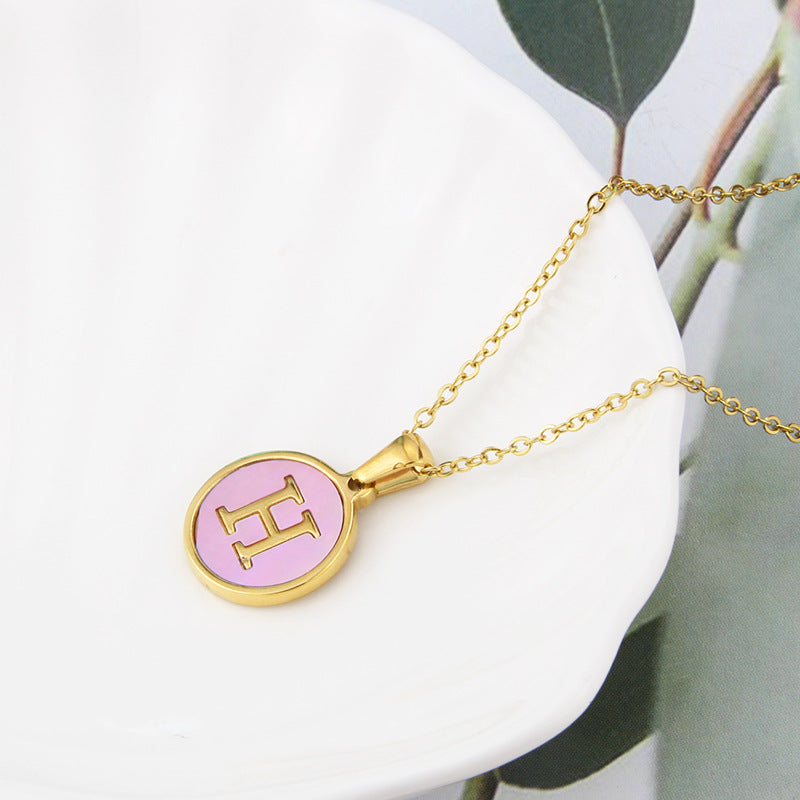 Collier Pink Shell Aria à Initiales | 26 Lettres