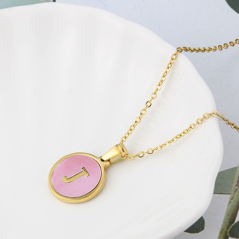 Collier Pink Shell Aria à Initiales | 26 Lettres