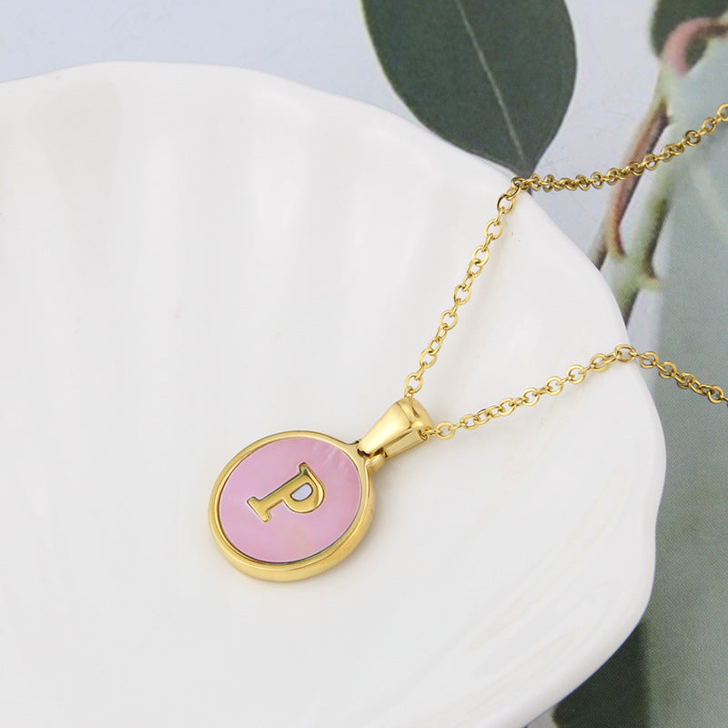 Collier Pink Shell Aria à Initiales | 26 Lettres