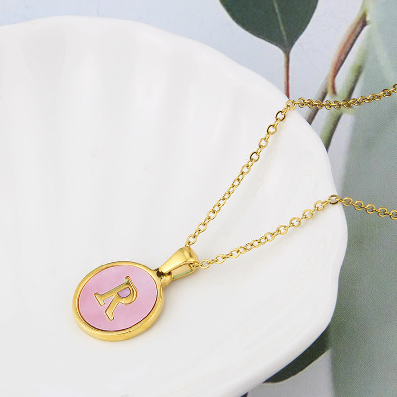 Collier Pink Shell Aria à Initiales | 26 Lettres