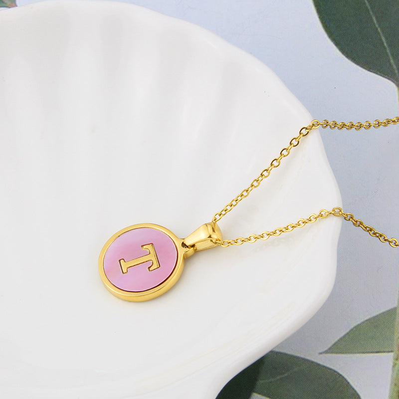 Collier Pink Shell Aria à Initiales | 26 Lettres