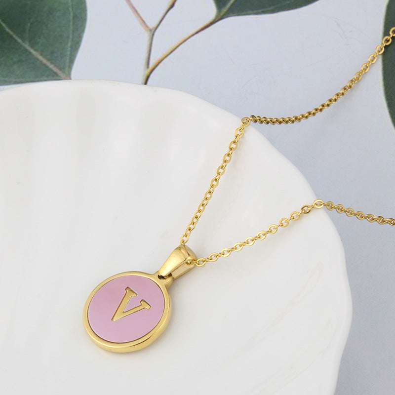 Collier Pink Shell Aria à Initiales | 26 Lettres