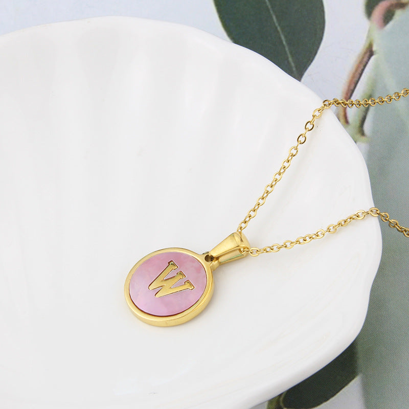 Collier Pink Shell Aria à Initiales | 26 Lettres