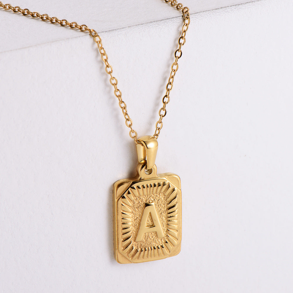 Collier Retro Unisex à pendentif initiale