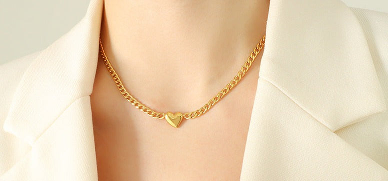 Chaine de Clavicule Cubaine Heart 18k