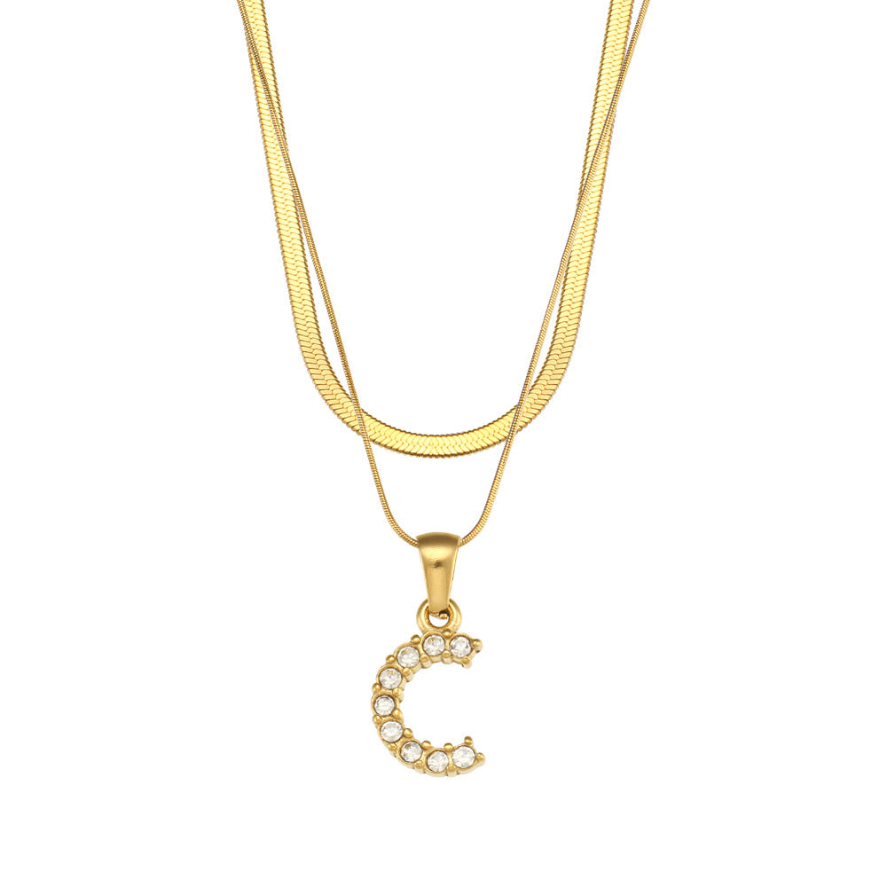 Collier " Say my Name " Double chaine à pendentif initiale