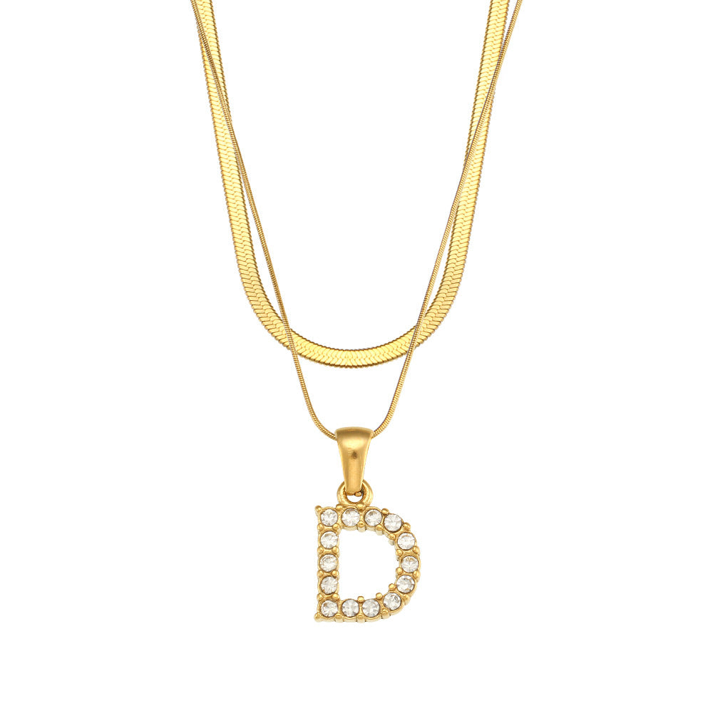 Collier " Say my Name " Double chaine à pendentif initiale