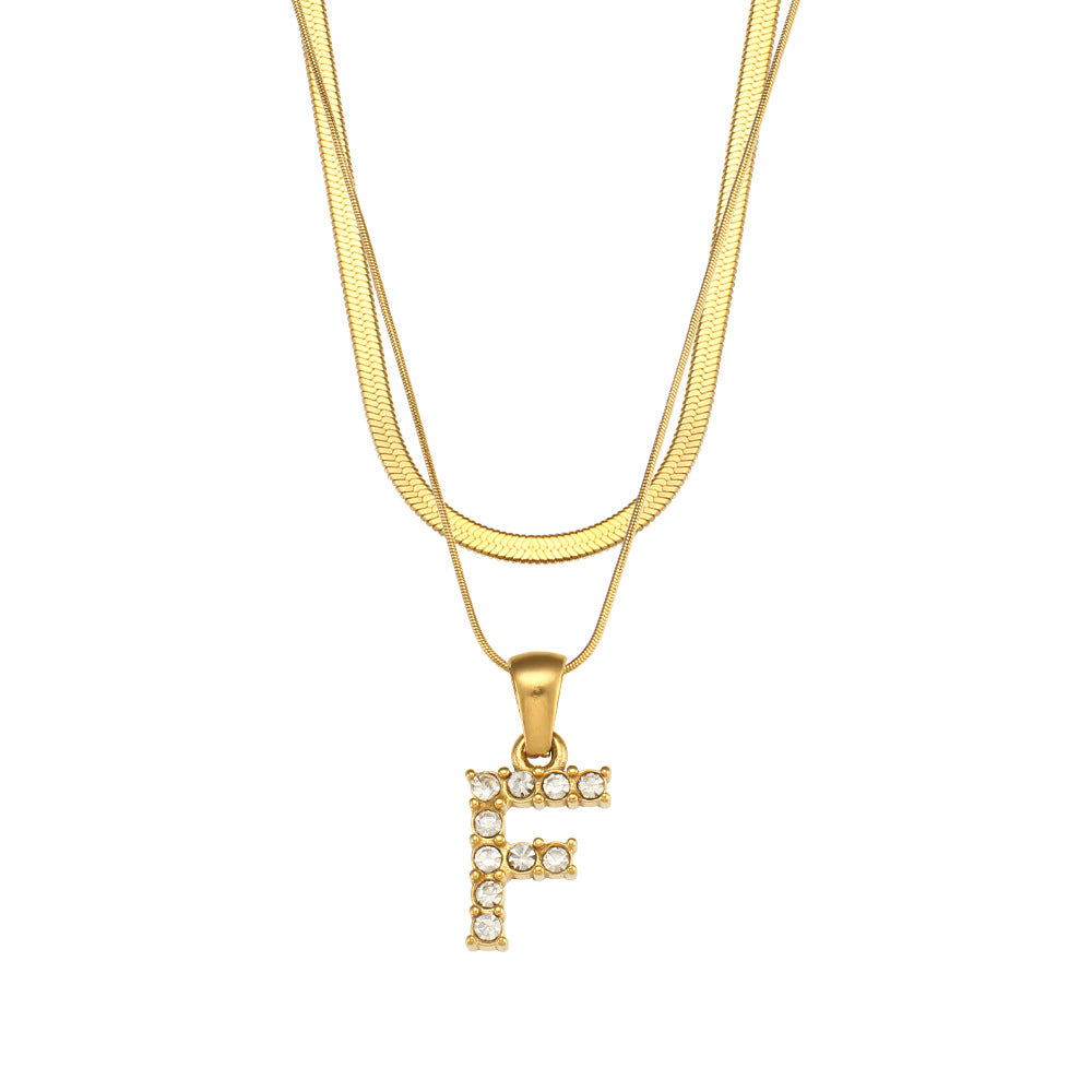 Collier " Say my Name " Double chaine à pendentif initiale