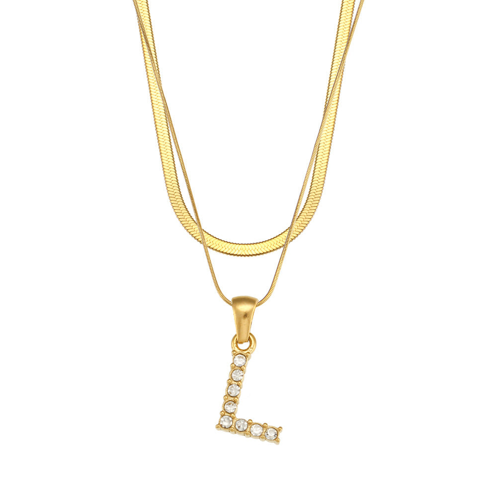 Collier " Say my Name " Double chaine à pendentif initiale