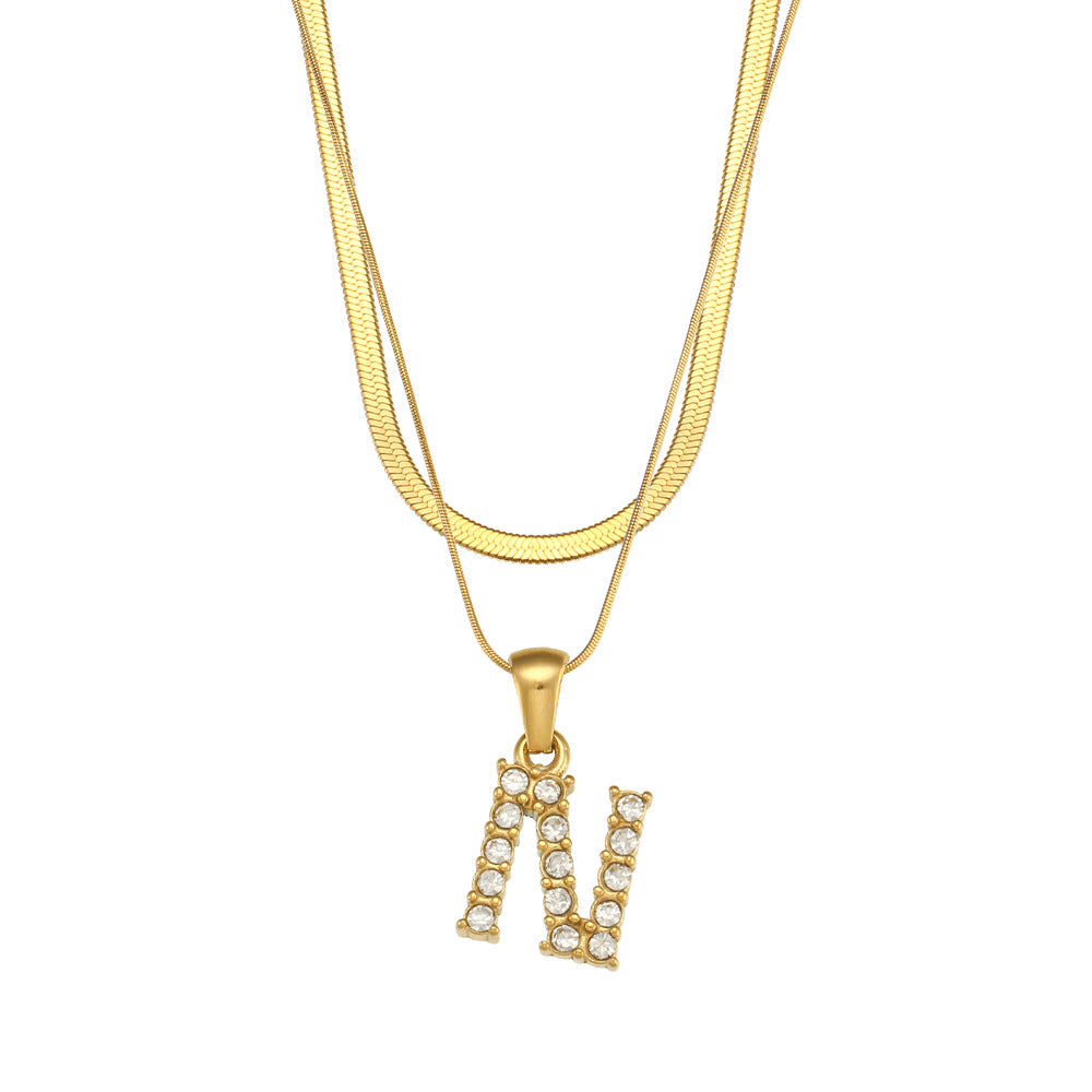 Collier " Say my Name " Double chaine à pendentif initiale