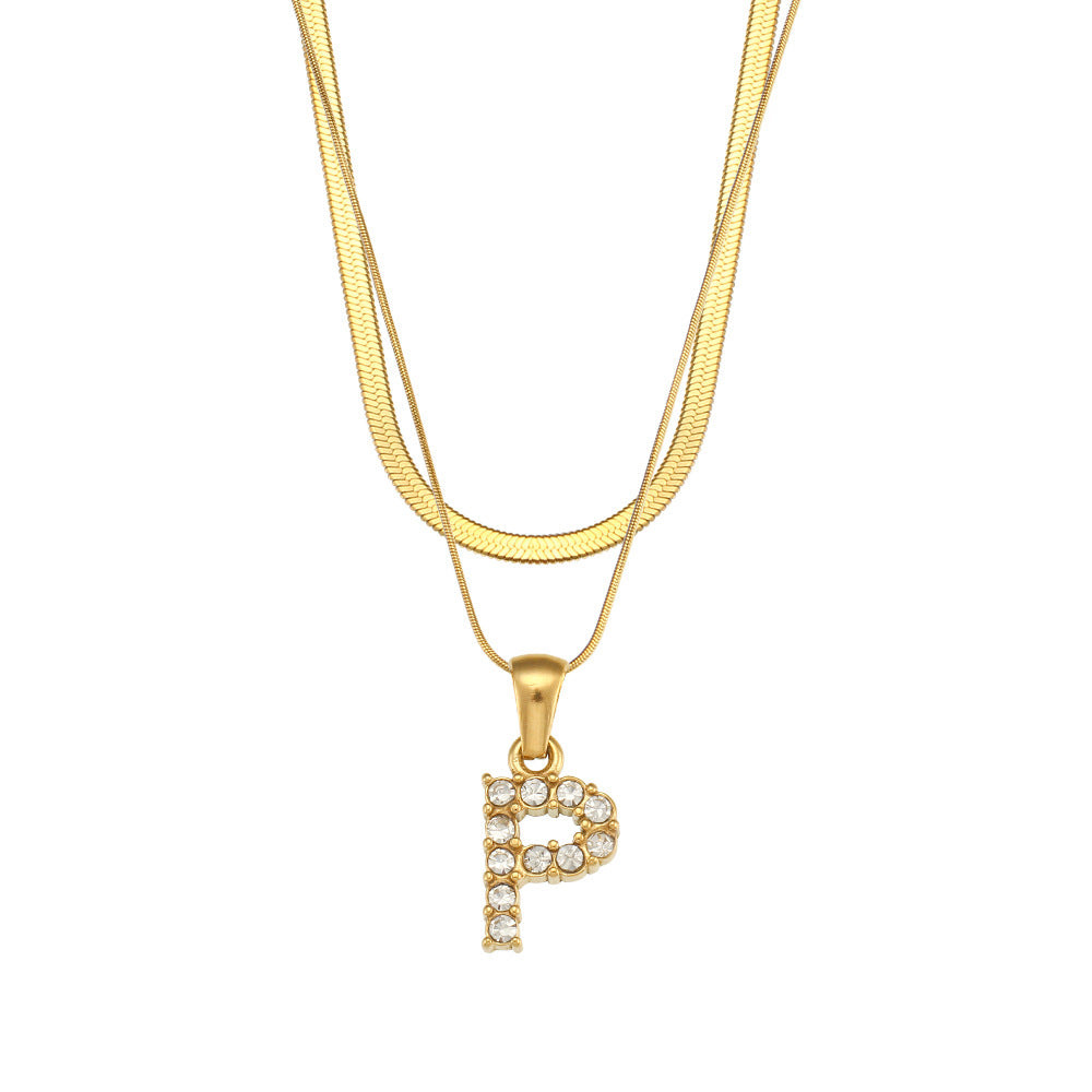 Collier " Say my Name " Double chaine à pendentif initiale