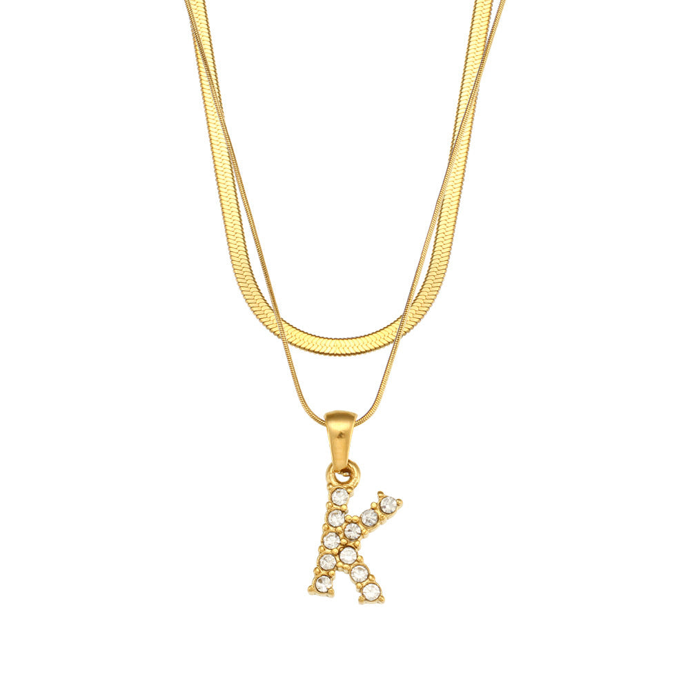 Collier " Say my Name " Double chaine à pendentif initiale