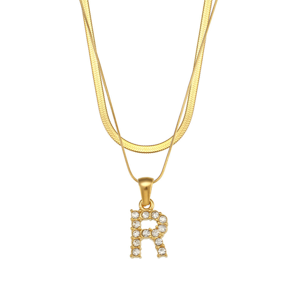 Collier " Say my Name " Double chaine à pendentif initiale