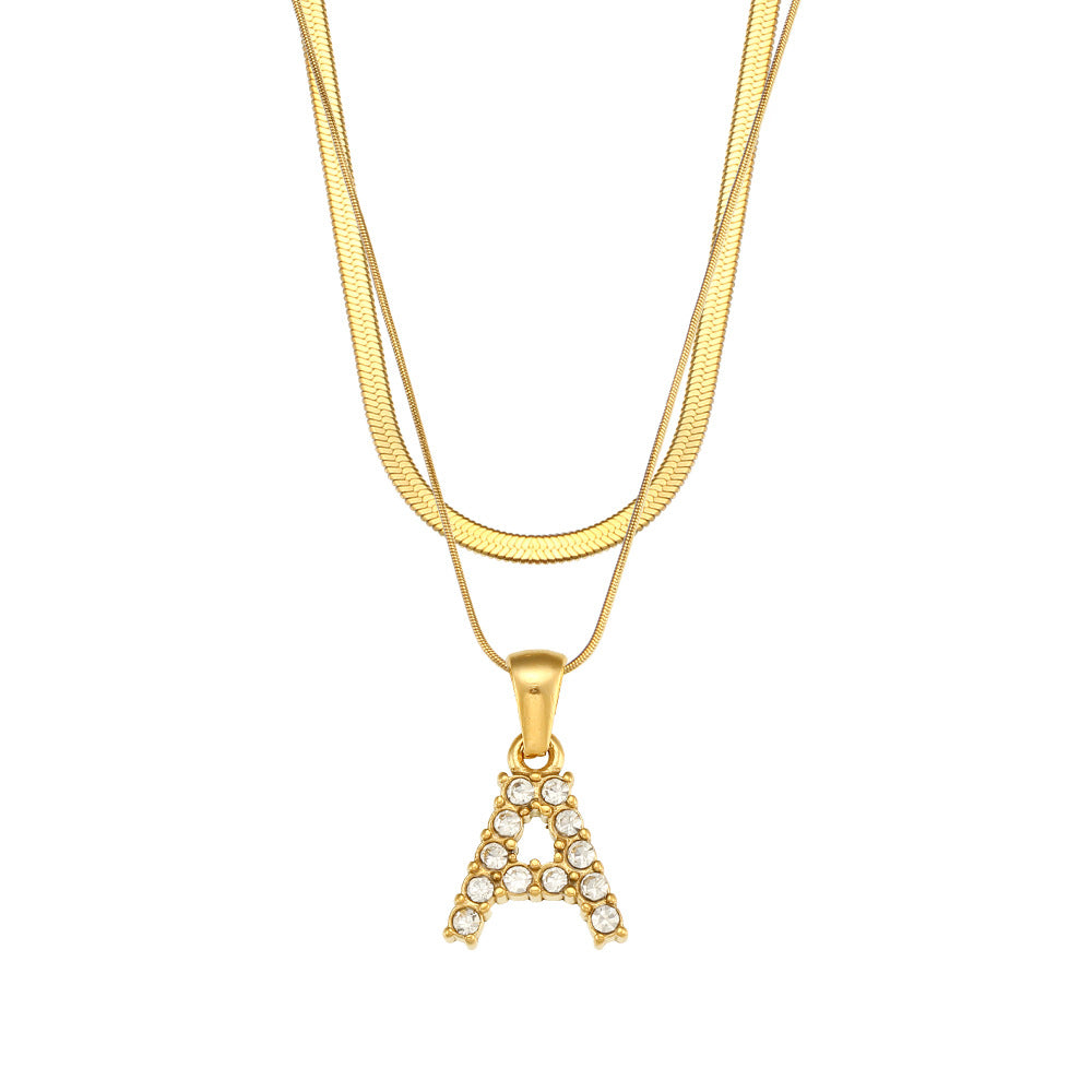 Collier " Say my Name " Double chaine à pendentif initiale