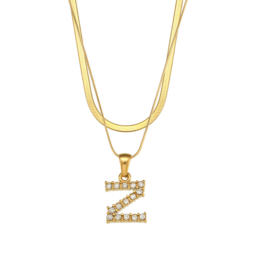 Collier " Say my Name " Double chaine à pendentif initiale