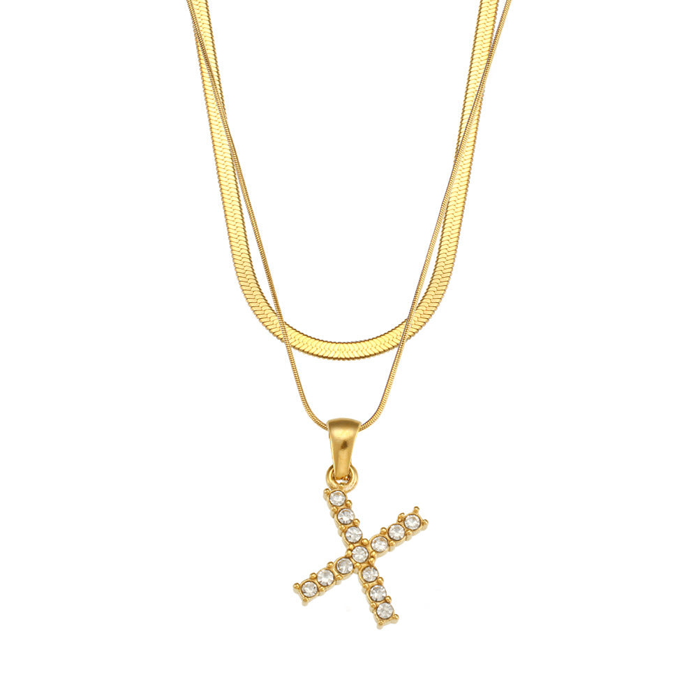 Collier " Say my Name " Double chaine à pendentif initiale