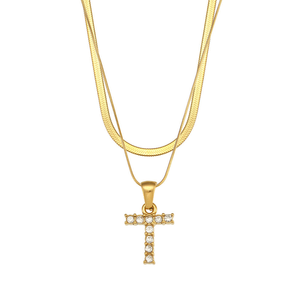 Collier " Say my Name " Double chaine à pendentif initiale