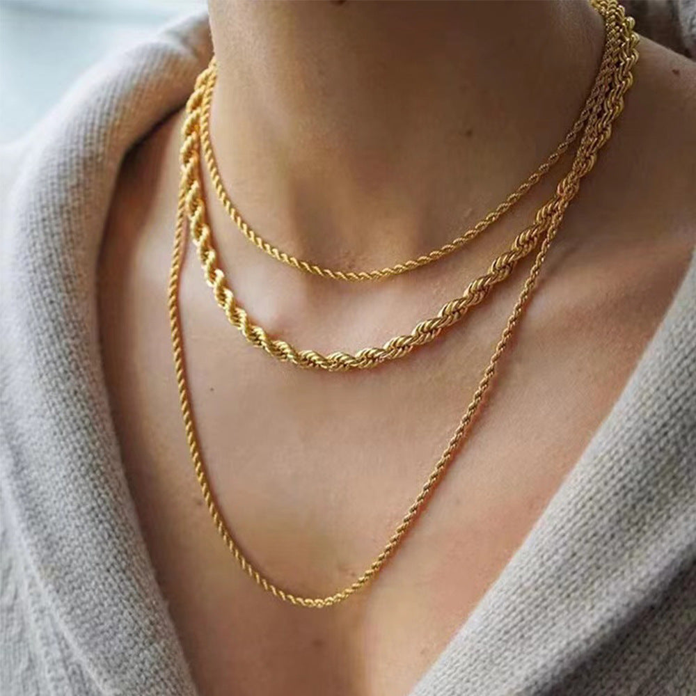 Collier chaine torsadée simple et double